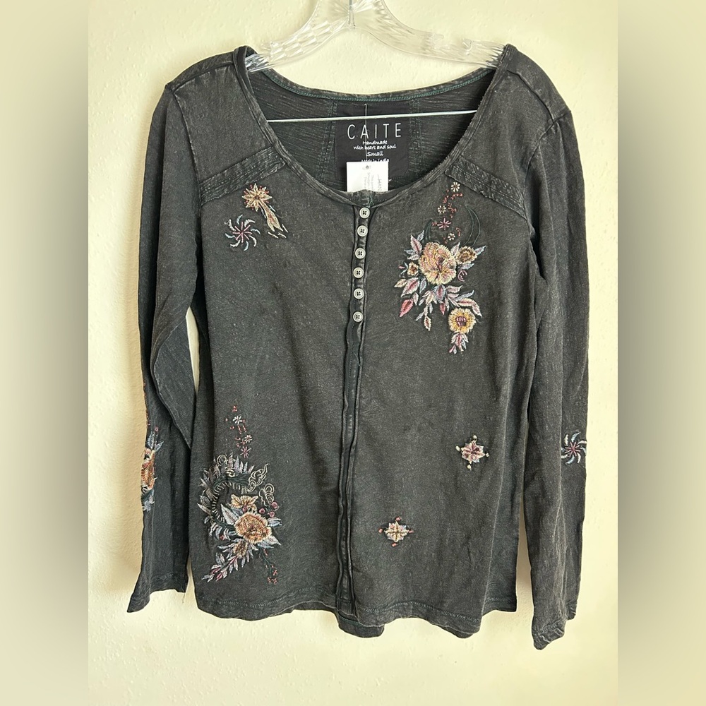 Caite Embroidered Bohemian T-Shirt